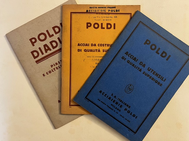 Poldi. Acciai da utensili di qualità superiore; Poldi acciai da costruzione di qualità superiore; Poldi Diadur. Piastrine e coltelli normali